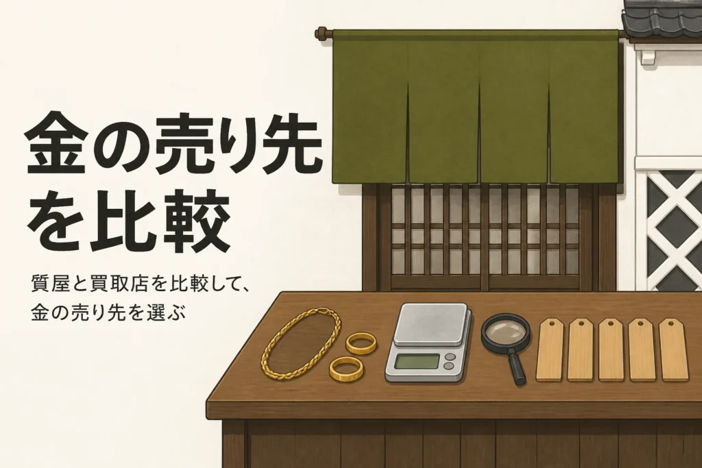質屋と買取店の比較を表したアイキャッチ