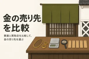 質屋と買取店の比較を表したアイキャッチ