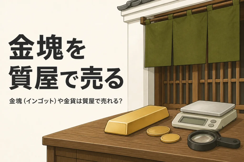 金塊や金貨を質屋で売る時の注意点を表したアイキャッチ