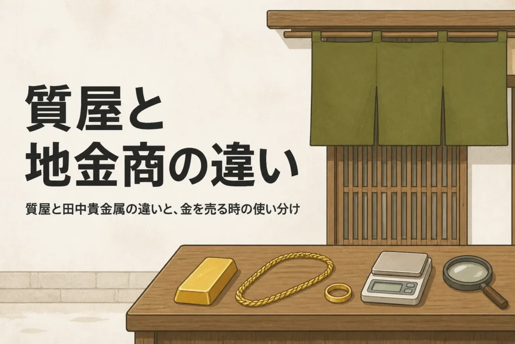 質屋と田中貴金属の違いを表したアイキャッチ