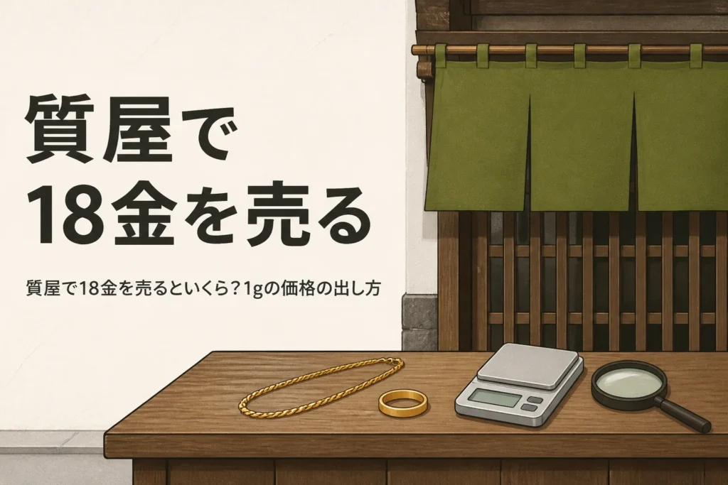 質屋で18金を売る時の1gの買取価格の出し方を表したアイキャッチ