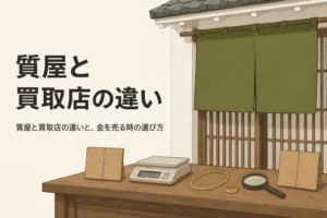 質屋と買取店の違いを表したアイキャッチ