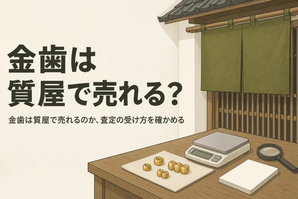 金歯を質屋で売る時の査定の受け方を表したアイキャッチ