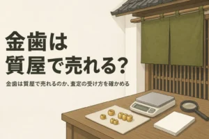 金歯を質屋で売る時の査定の受け方を表したアイキャッチ