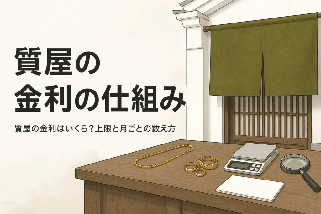 質屋の金利の上限と計算方法を表したアイキャッチ