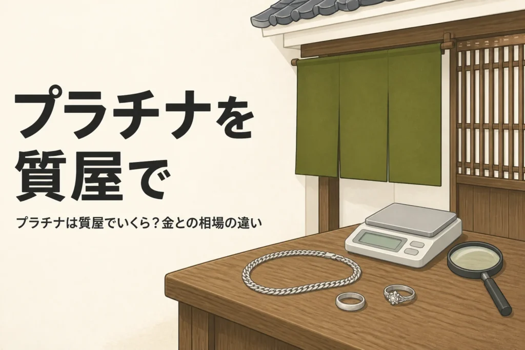 プラチナを質屋で売る時の相場と質入れを表したアイキャッチ