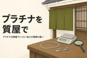 プラチナを質屋で売る時の相場と質入れを表したアイキャッチ
