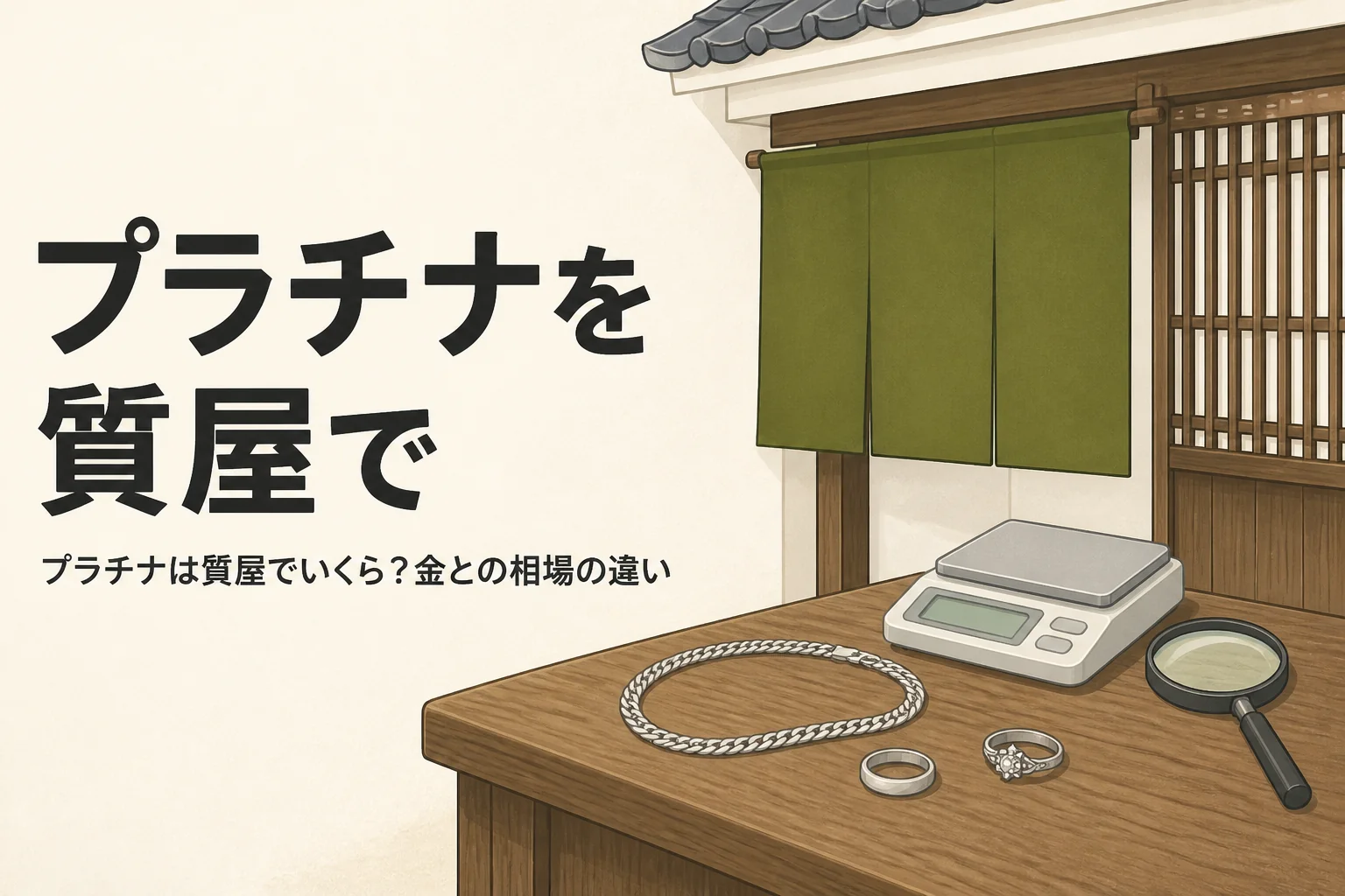 プラチナを質屋で売る時の相場と質入れを表したアイキャッチ
