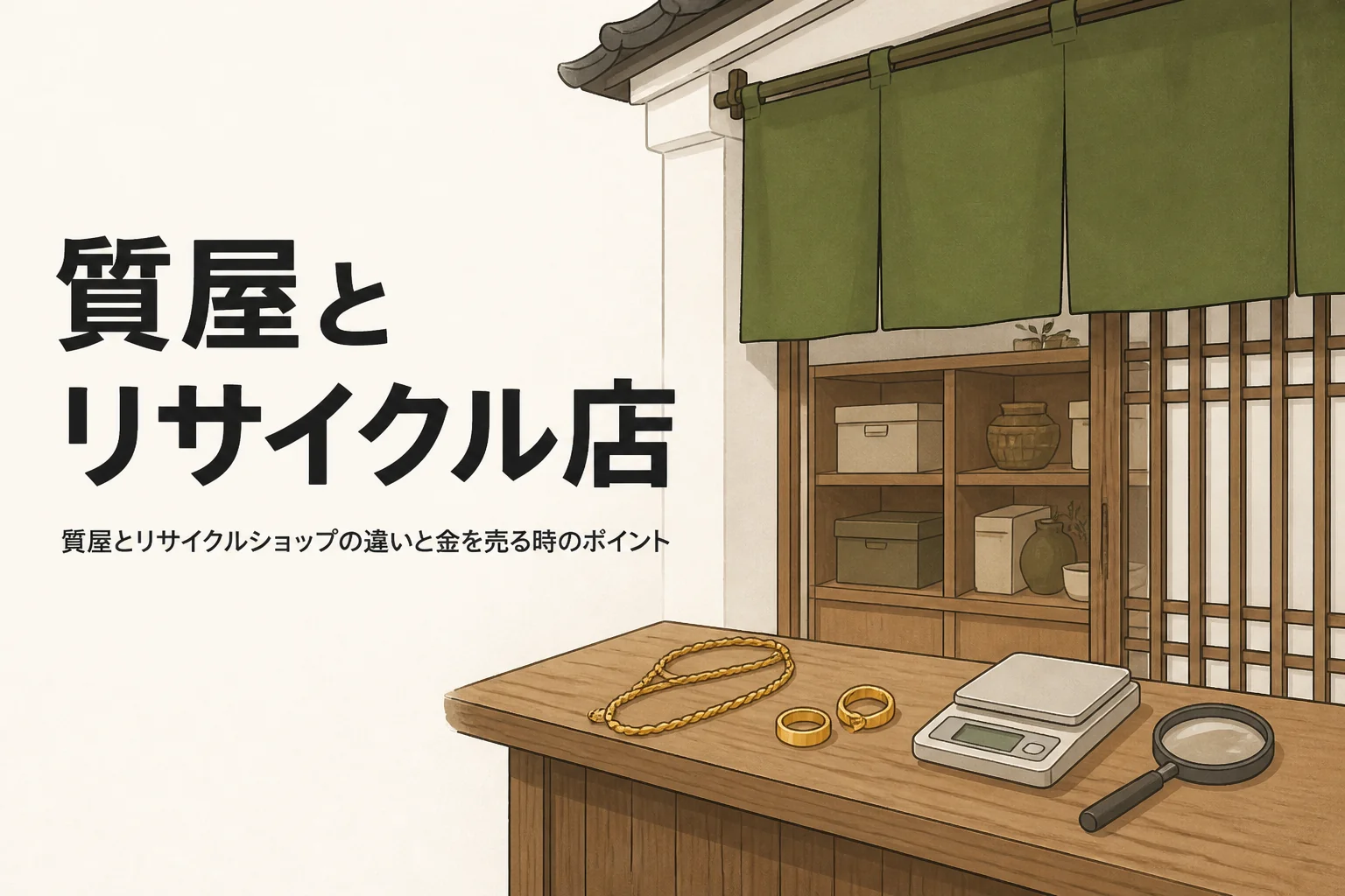 質屋とリサイクルショップの違いを表したアイキャッチ