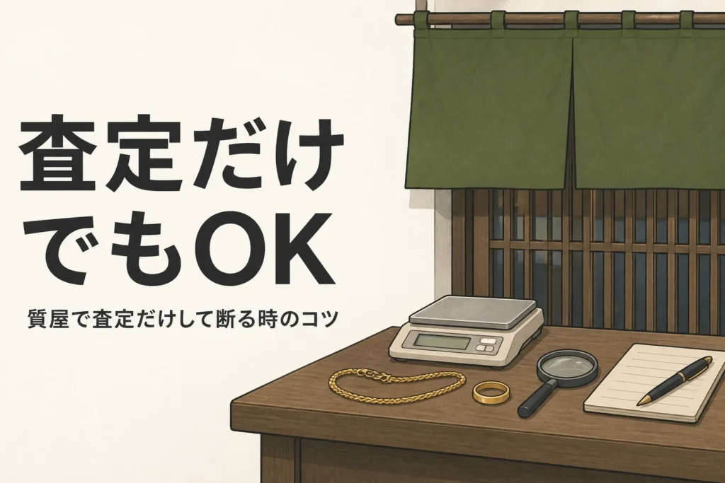質屋で金の査定だけ受けて断る時のコツを表したアイキャッチ