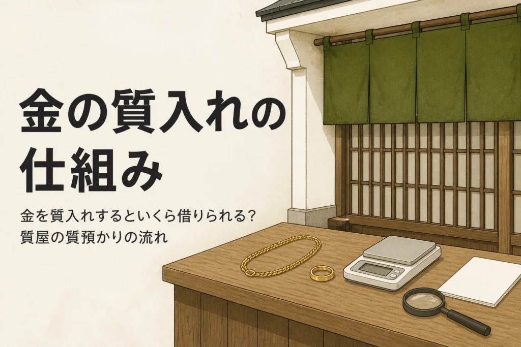 金を質入れする時の仕組みと流れを表したアイキャッチ