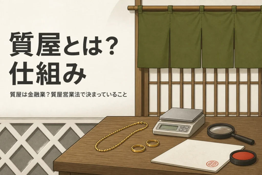 質屋の仕組みと質屋営業法を表したアイキャッチ